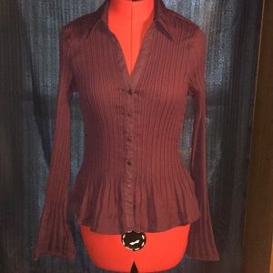 Worthington purple long sleeve button up blouse M